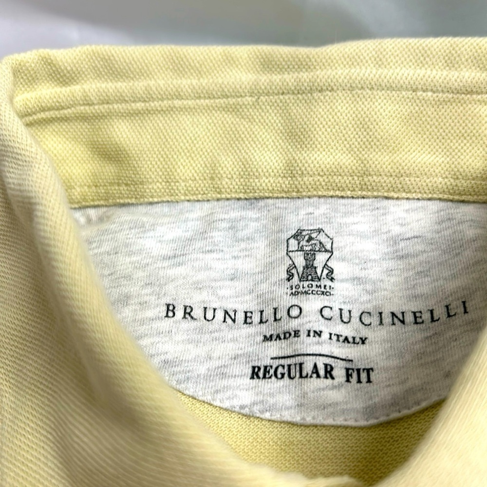 Brunello Cucinelli short sleeve cotton polo large gently worn Soft Lemon